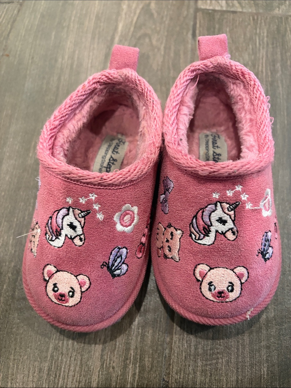 Pink Kids Unicorn & Bear Slippers